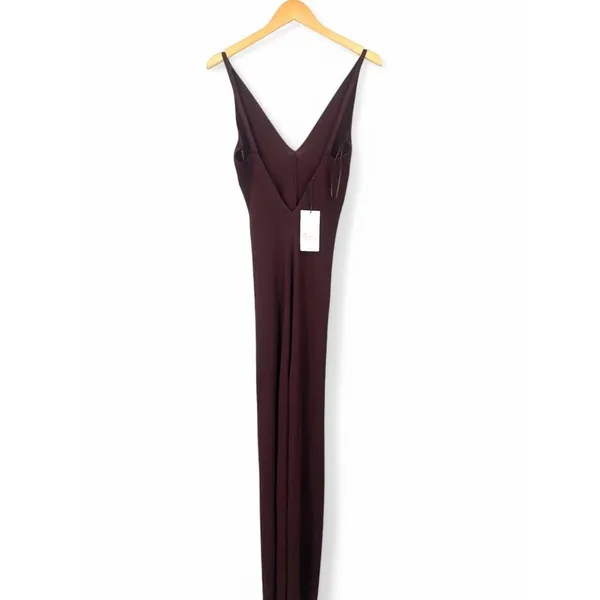 Nwt ZARA | S | Dress Knitwear Collection Long Double V-neck Slip Choc Brown - Image 5