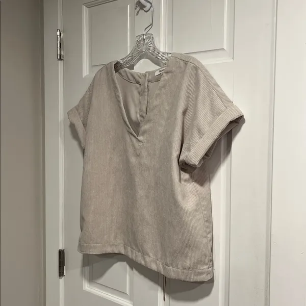 Madewell Collette Button Back Top in Khaki Corduroy Size Small - Image 2