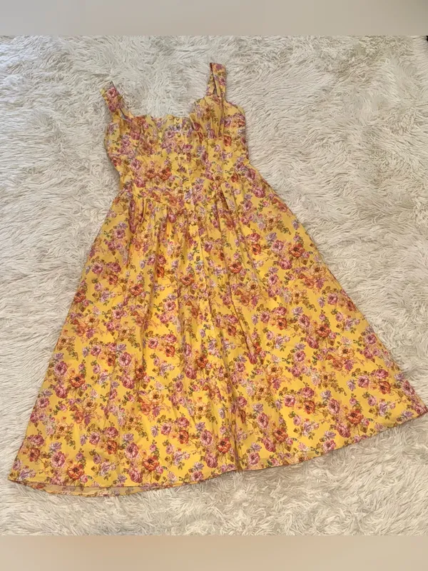 NEW House Of CB Tatiana Butter Yellow Floral Print Midi Sundress Sz XL L+ - Image 5