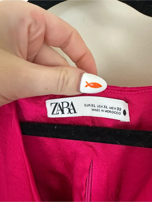 Zara Pink Cowl Neck Sleeveless Top Crop Length Zipper Back Size XL - Image 5