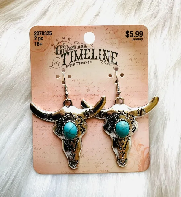 Western Earrings Silver - Image 2