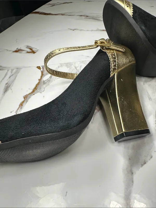 Coach Gold and Black Mary Jane Heels - Image 10