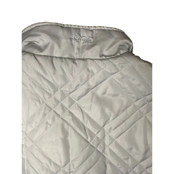 Izod Puffer Vest Reversible Zip Up‎ Fleece Lightweight Grayish White Vest Sz S - Image 3