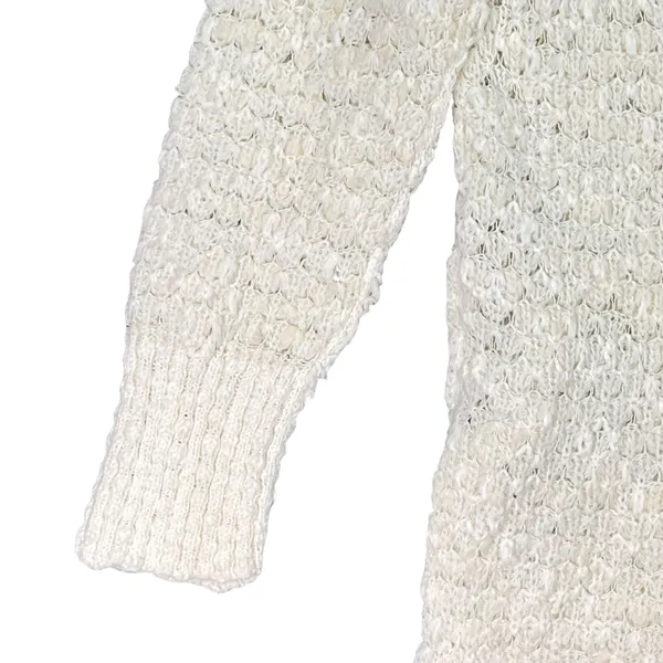 Free People Cream Open Knit Scoop Neck Sweater Textured Pullover Size‎ Small - Image 5