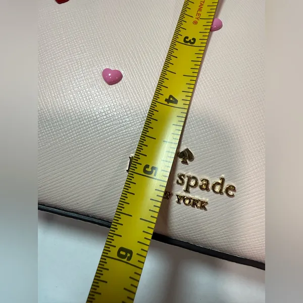 kate spade Pink Madison Heart Studs Pouch Gold Chain Strap Powdered Sugar NWT - Image 13