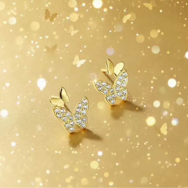 Gold Butterfly Earrings - Image 3