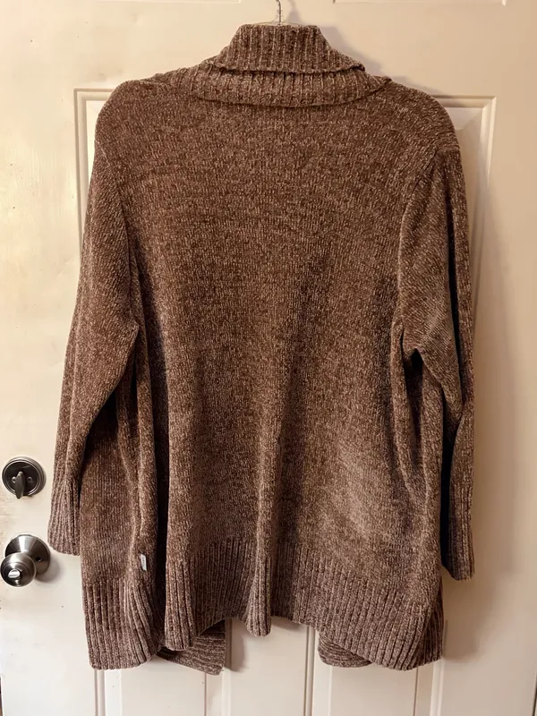 Orvis Brown Chenille Open-Front Shawl Cardigan - Image 8