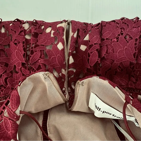 Self-Portrait Azalea Dress Burgundy, S (US 6, UK 10) - Image 11