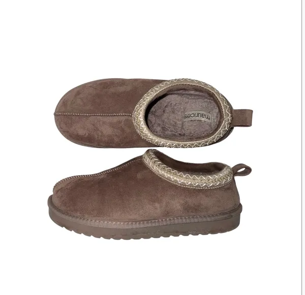 Maurices SuperCush Charlie Clogs Slippers Brown Embroidered Slip On - Image 4