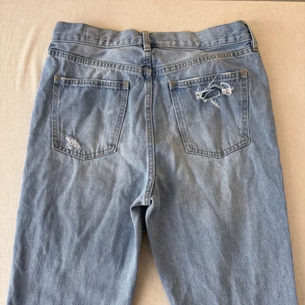 We The Free Free People Distressed High Rise Button Fly Jeans Light Wash Size 28 - Image 3