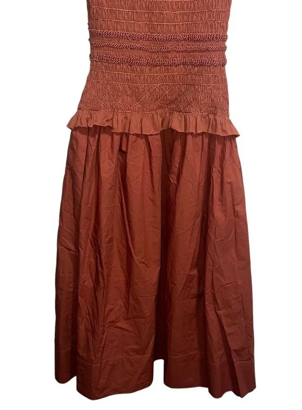 NEW NWT Madeline Smocked Midi Dress Clay - Image 12