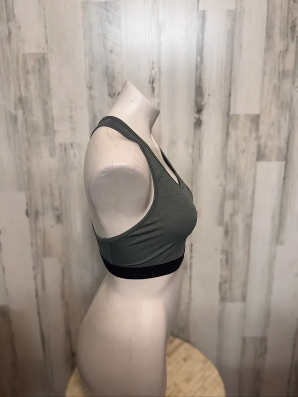 Nike Dri-FIT Racerback Sports Bra Heather Charcoal Grey Swoosh Womens Medium - Image 2