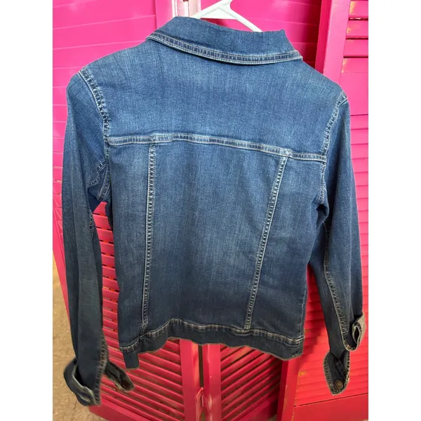 Old Navy The RockStar Denim Jacket Medium Wash Blue Stretch Trucker S/329261-07 - Image 2