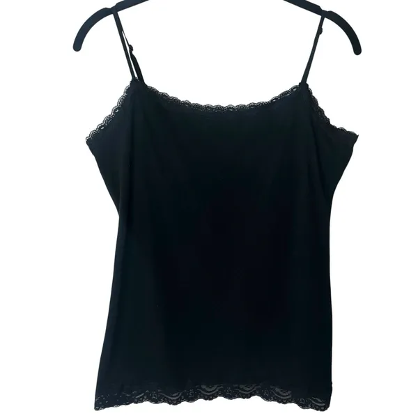 Sonoma Lace Tank Top Camisole Black Stretch Strappy Capsule Minimalist‎ S - Image 2