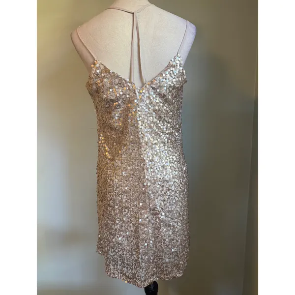 Xhilaration Gold Sequin Mini Dress Sm NWT y2k boho whimsi party formal resort beach dainty S - Image 4