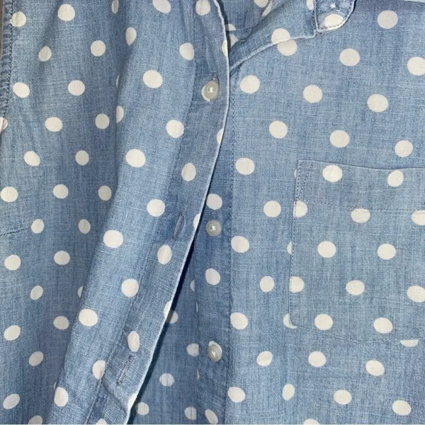 Tommy Hilfiger Denim Polka Dot Sleeveless Button Down  •Small - Image 3