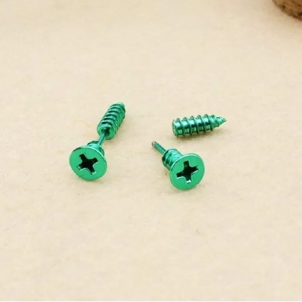 NWT Green Metallic Screw Earring Jacket Style Studs Phillips - Image 2
