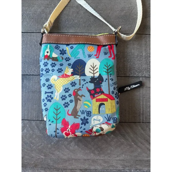 Lily Bloom crossbody bag‎ colorful pattern of dogs and forest scenery - Image 5