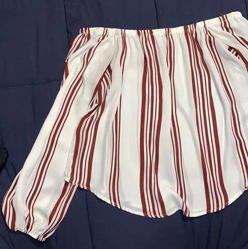 Forever21 Red And White Off The Shoulder Top - Image 3
