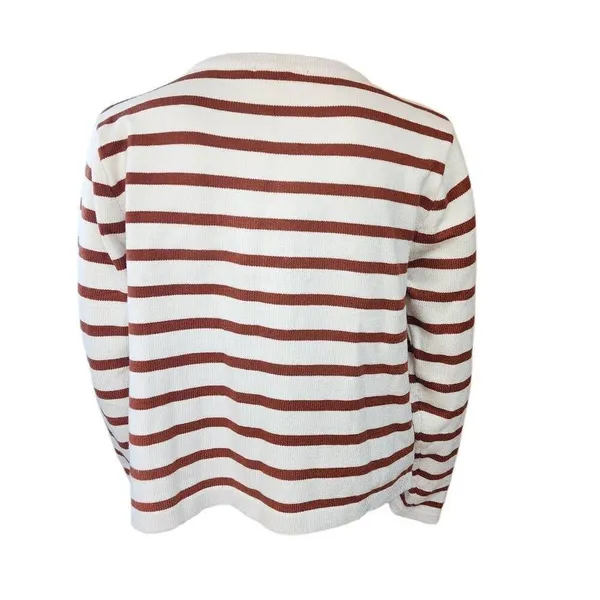 NWT Automet Cream & Rust Orange Striped Cardigan (M) - Image 5