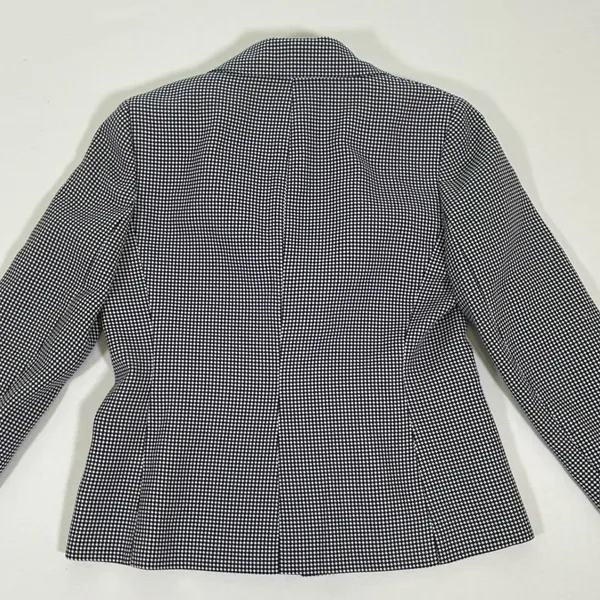 Le Suit Womens Navy Blue White Houndstooth Two Button Blazer Jacket Size 6 - Image 6