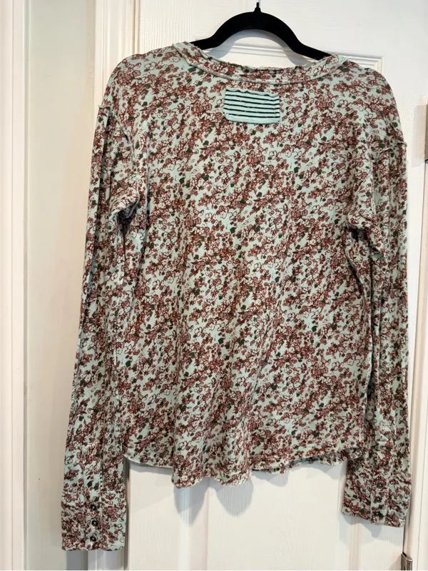 NWOT Free People We The Free Size S Floral Stripe Henley Top Long Sleeve Boho - Image 7