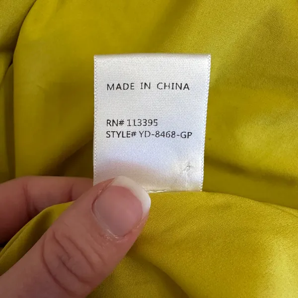 Chartreuse Pleated Wrap Dress Long Sleeve Asym Hem Midi Yellow Women‎ - Image 11