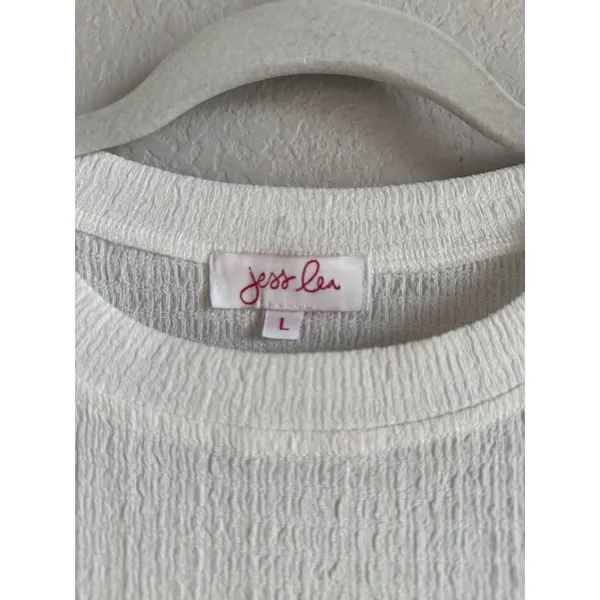 Jess Lea Top Women's Large‎ White Sand Embroidered Puff Sleeve Peasant Blouse - Image 5