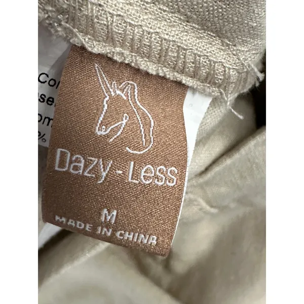 Dazy-Less Womens Pleated Straight Leg Linen Viscose Pants‎ Khaki Tan Medium BX25 - Image 5