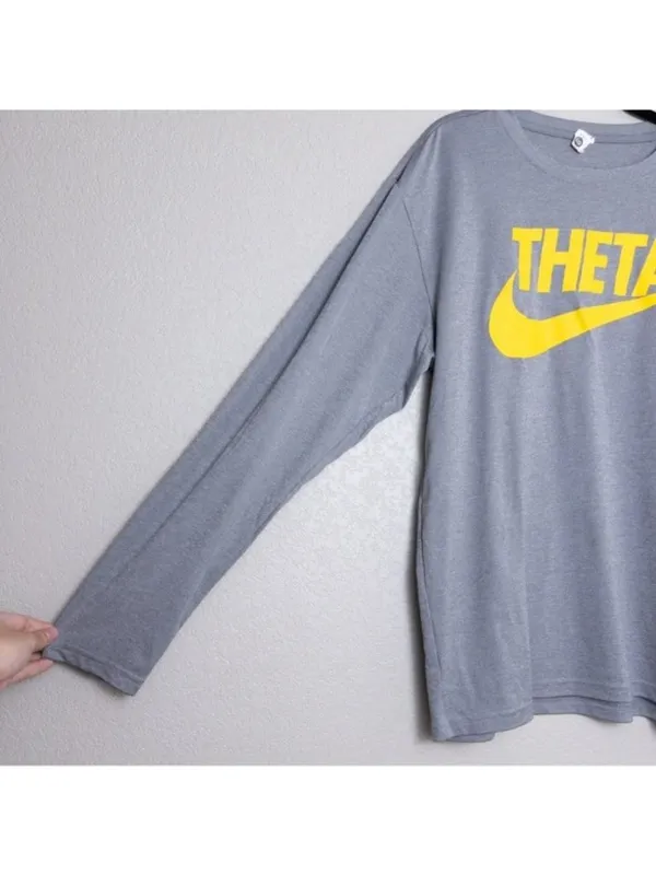 Kappa Alpha Theta Nike Swoosh Dri Fit Long Sleeve Top L Gray Sorority Dry Fit - Image 4
