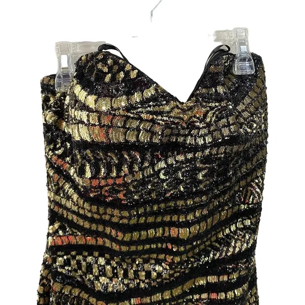 La‎ Femme 21155 Strapless Gown Gold Black Fitted Maxi Prom Dress Size 6 - Image 2