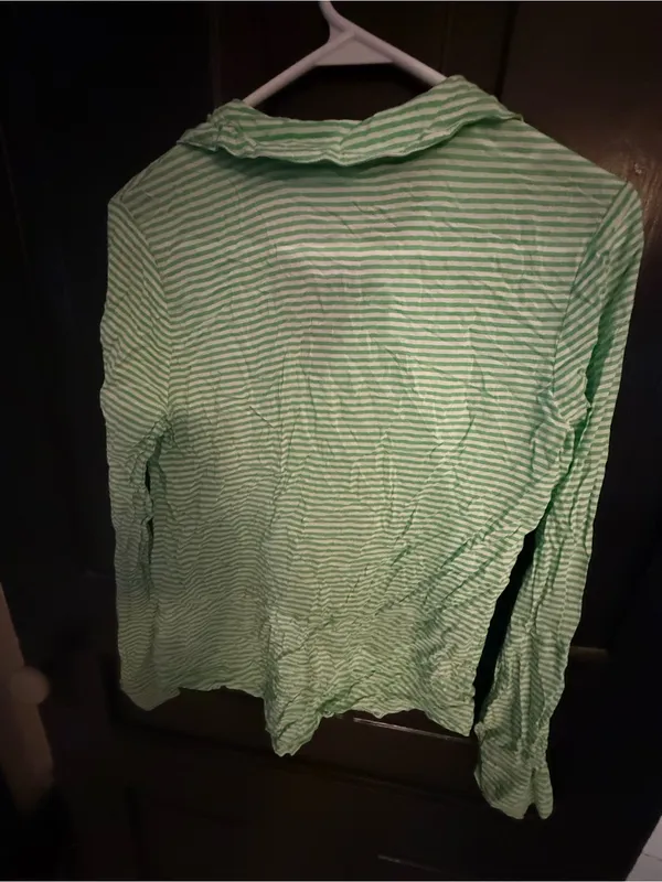 Splendid Green and White Striped Shirt with Button Front - Image 5