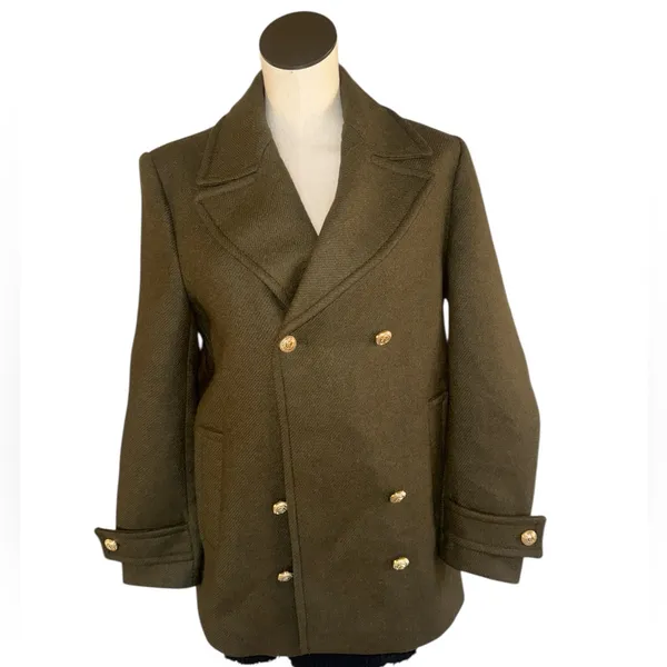 NWT ZARA WOOL BLEND DOUBLE-BREASTED COAT KHAKI Green Bloggers Fave Oversize READ - Image 10