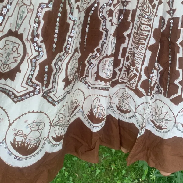 Long Full Boho Skirt with Sequins S - Image 2