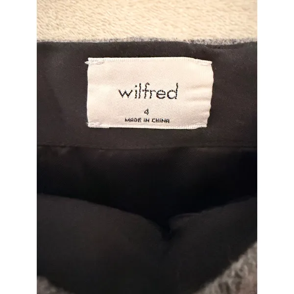 Wilfred Aritzia Wrap Front Skirt Sz 4 Plaid Flannel Wool Cashmere‎ Gray Mini Tie - Image 5