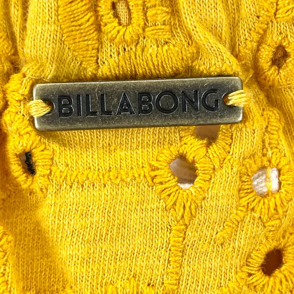 Billabong Womens S Summer Girl Crop Top Sunkissed Yellow‎ Embroidered Eyelet - Image 9
