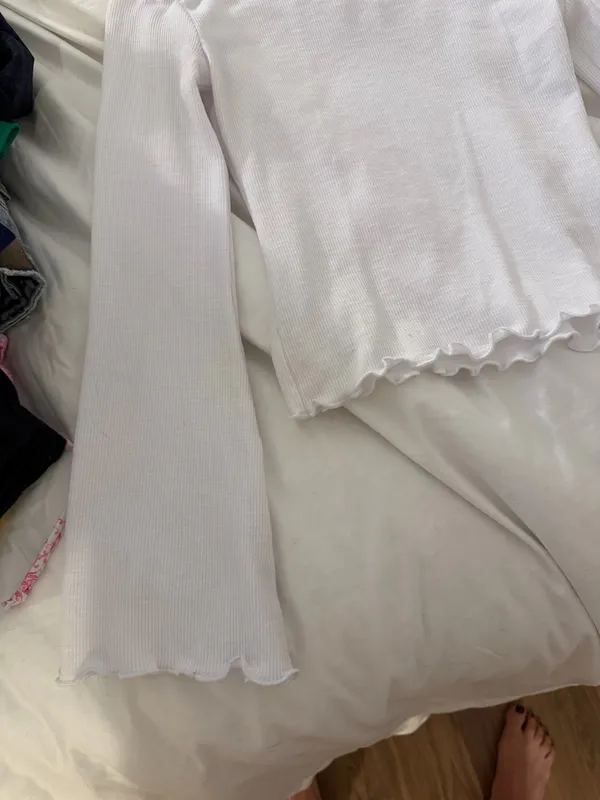 Frilled White Top with Flare Sleeves - Image 2