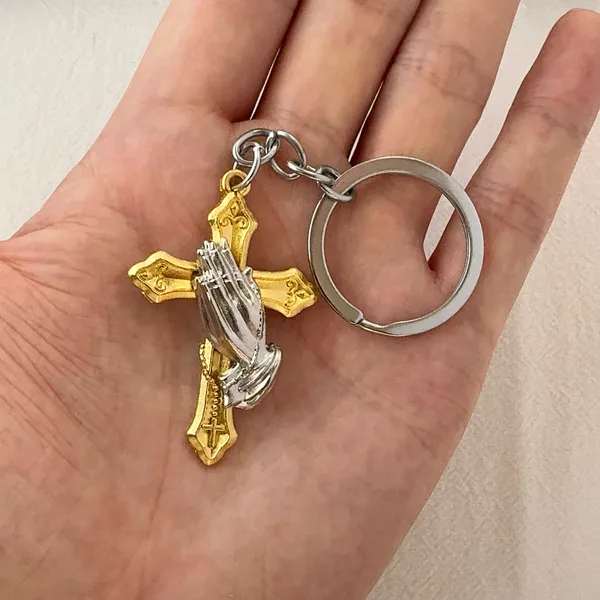 Cross Praying Hands Keychain Charm for Men Women Car Keychain Bag Charm - Image 6