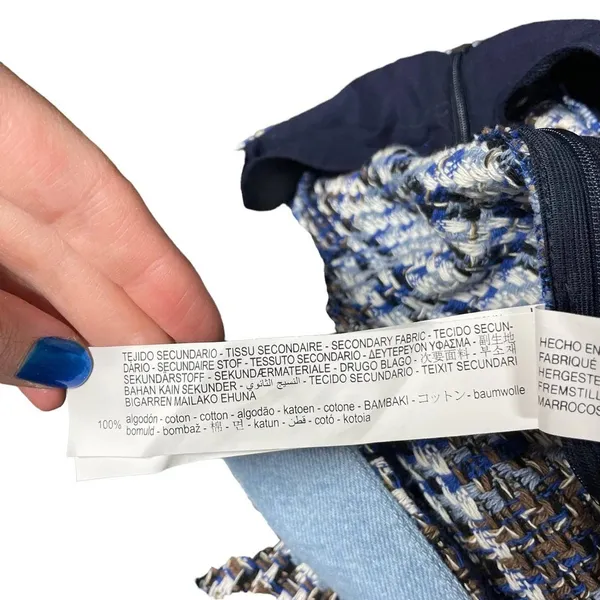 Zara‎ Tweed Weave Mini Skirt in Blue Denim Combination Size Medium - Image 13