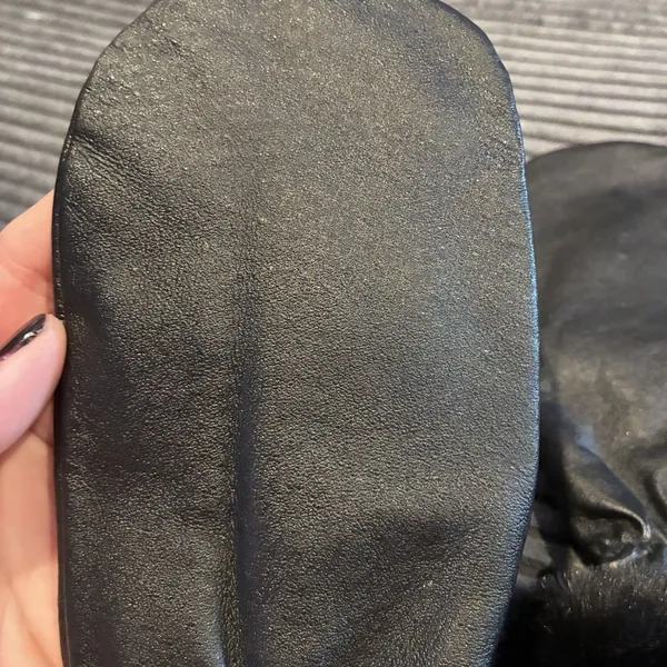 VTG Wilsons Women's Gloves Black Faux Fur Cuff Leather Fleece Large - Image 4