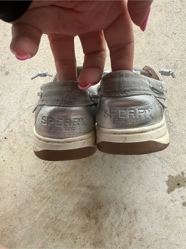 Sperry Top-Sider Bahama Boat Shoes Silver Gray Canvas Women’s Size 7.5 - Image 6