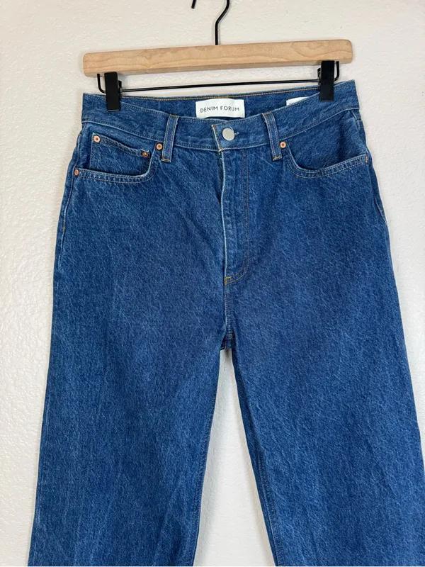 Aritzia Denim Forum The Farrah High Rise Wide Leg Jeans 30 L size 28 Dark Blue - Image 6