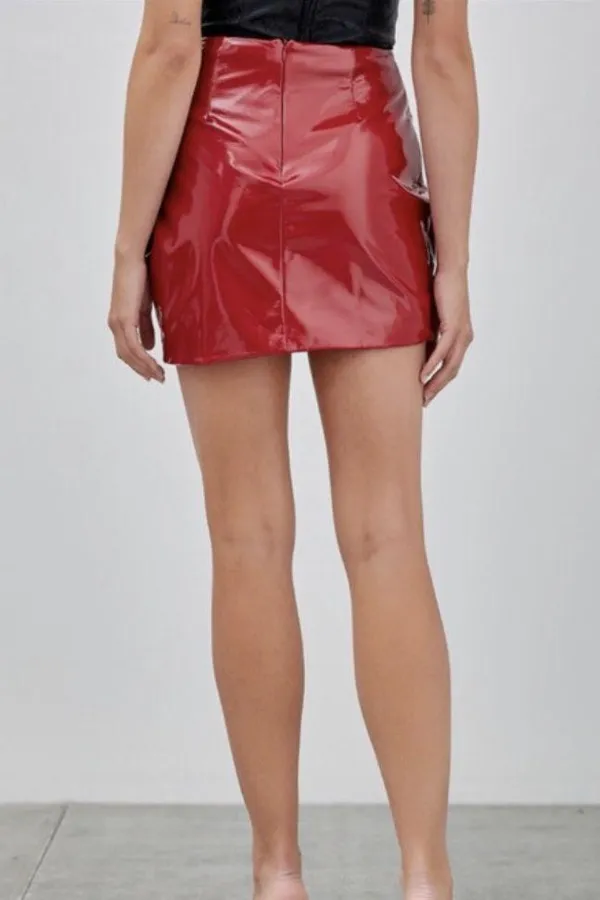 DO+BE Leather Red Mini Skirt - Image 2
