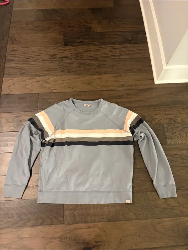 Faherty Chest Stripe Pima Sweatshirt Sz M - Image 5