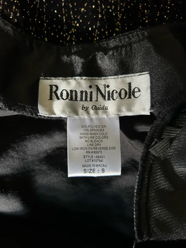 Ronni Nicole Vintage Women’s Sparkle Open-Front Gold & Black Jacket SM - Image 9
