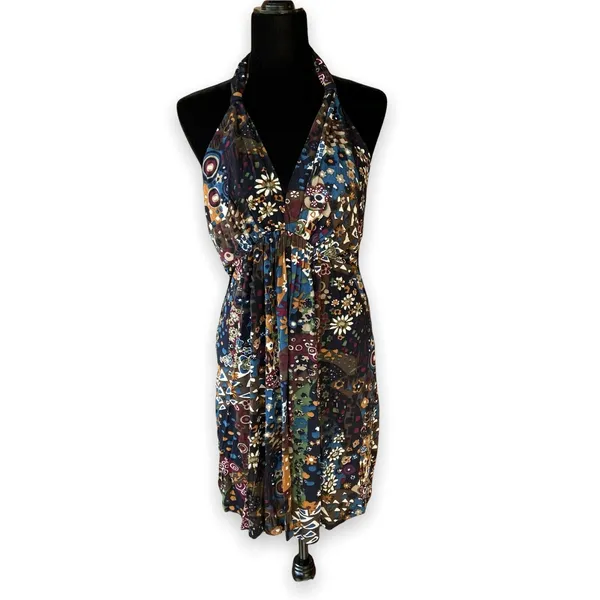 Olian Womens Top Size Large Maternity Fall Colors Floral Halter Dress‎ NEW - Image 2