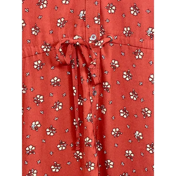Abercrombie & Fitch Red White Floral Long Sleeve Tunic Mini Dress Womens Size M - Image 7