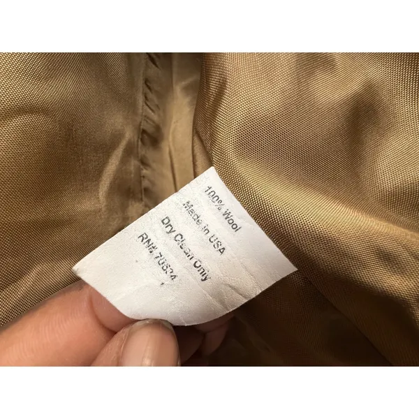 Orvis Women100% Wool Camel Tan Collarless Cropped Blazer Jacket Size 14 USA Made - Image 7