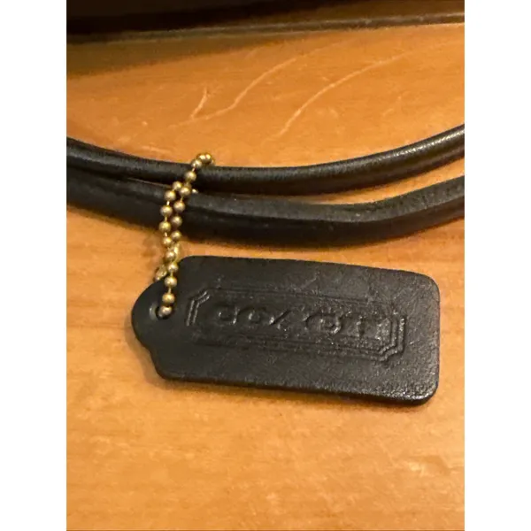 Vintage 90s Coach Black Leather Scooter Crossbody Bag 9893 Turn Lock Hang Tag - Image 2