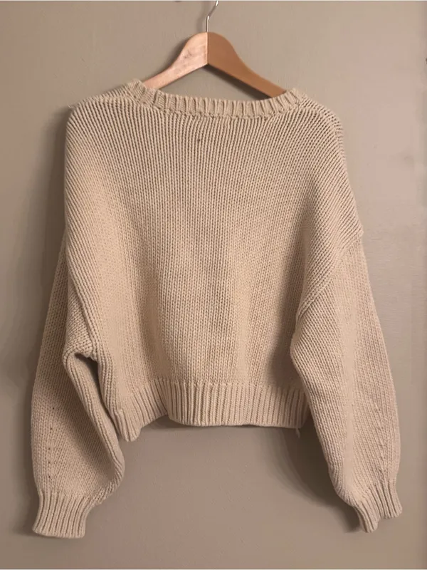 GOOD‎ AMERICAN Crewneck Chunky Knit Sweater - Image 4